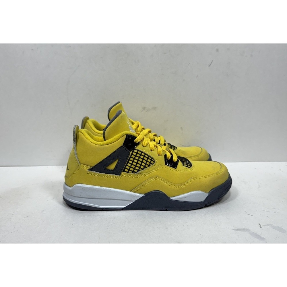Air Jordan 4 Retro Lightning Shoes Youth 3Y Yellow Nubuck Sneakers BQ7669-700